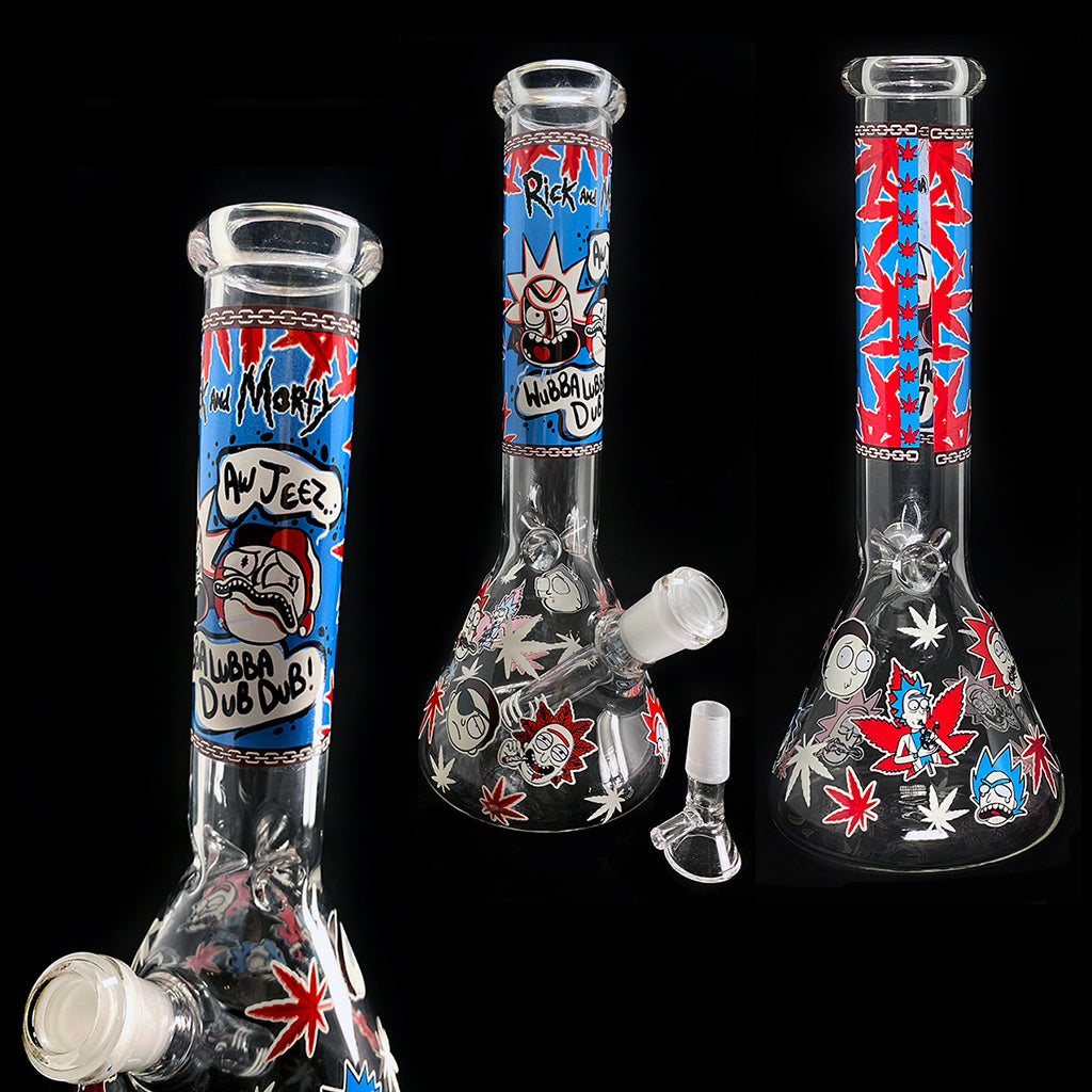 11" RICKY & MORTY GLASS BUBBLER BONG