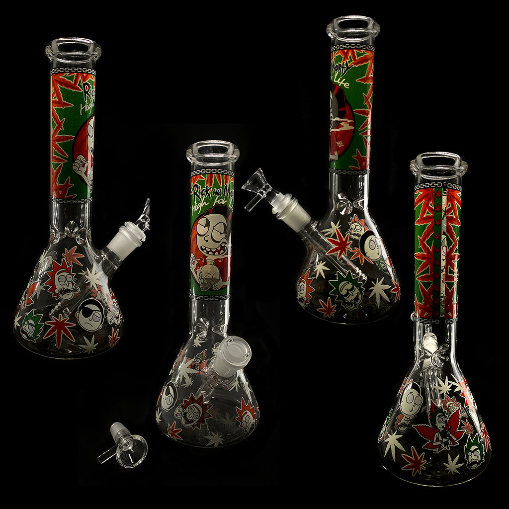 11" RICKY & MORTY GLASS BUBBLER BONG