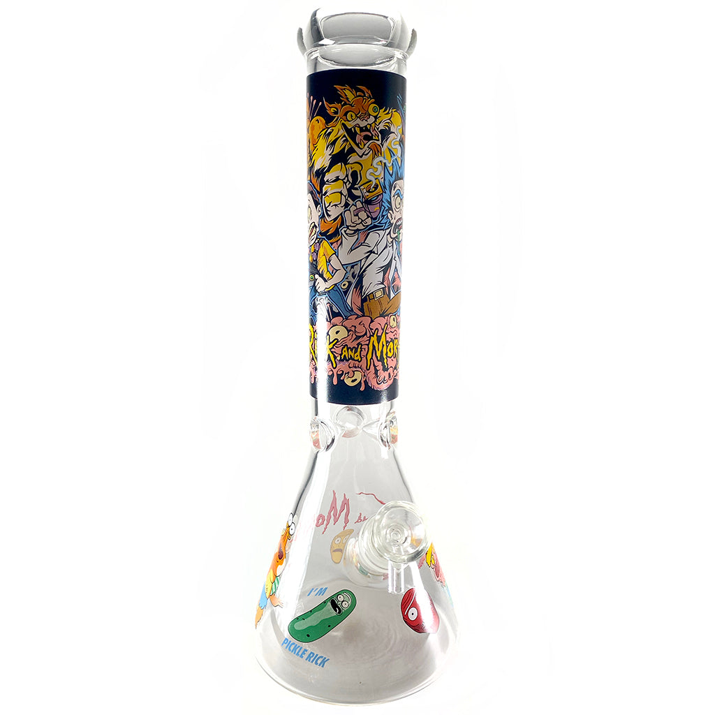 14" RICKY & MORTY GLASS BUBBLER BONG
