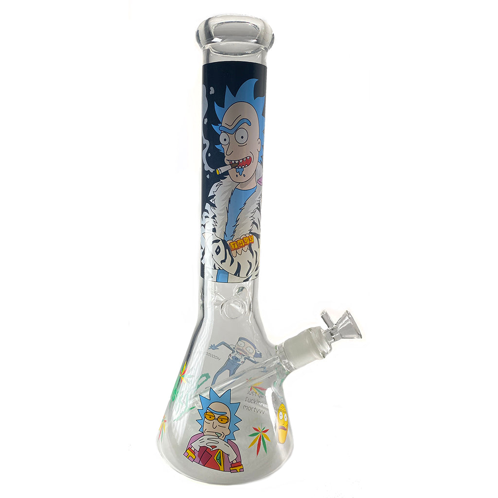 14" RICKY & MORTY GLASS BUBBLER BONG