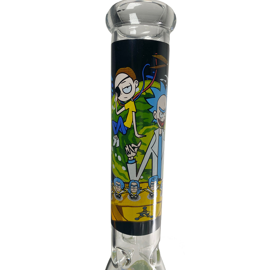 14" RICKY & MORTY GLASS BUBBLER BONG