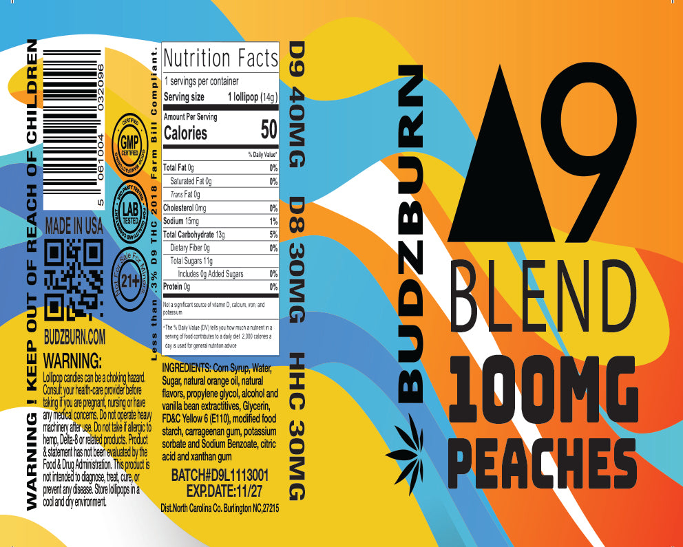 DELTA 9 THC LOLLIPOPS - 100MG - 20 Count