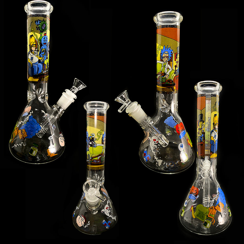 11" RICKY & MORTY GLASS BUBBLER BONG
