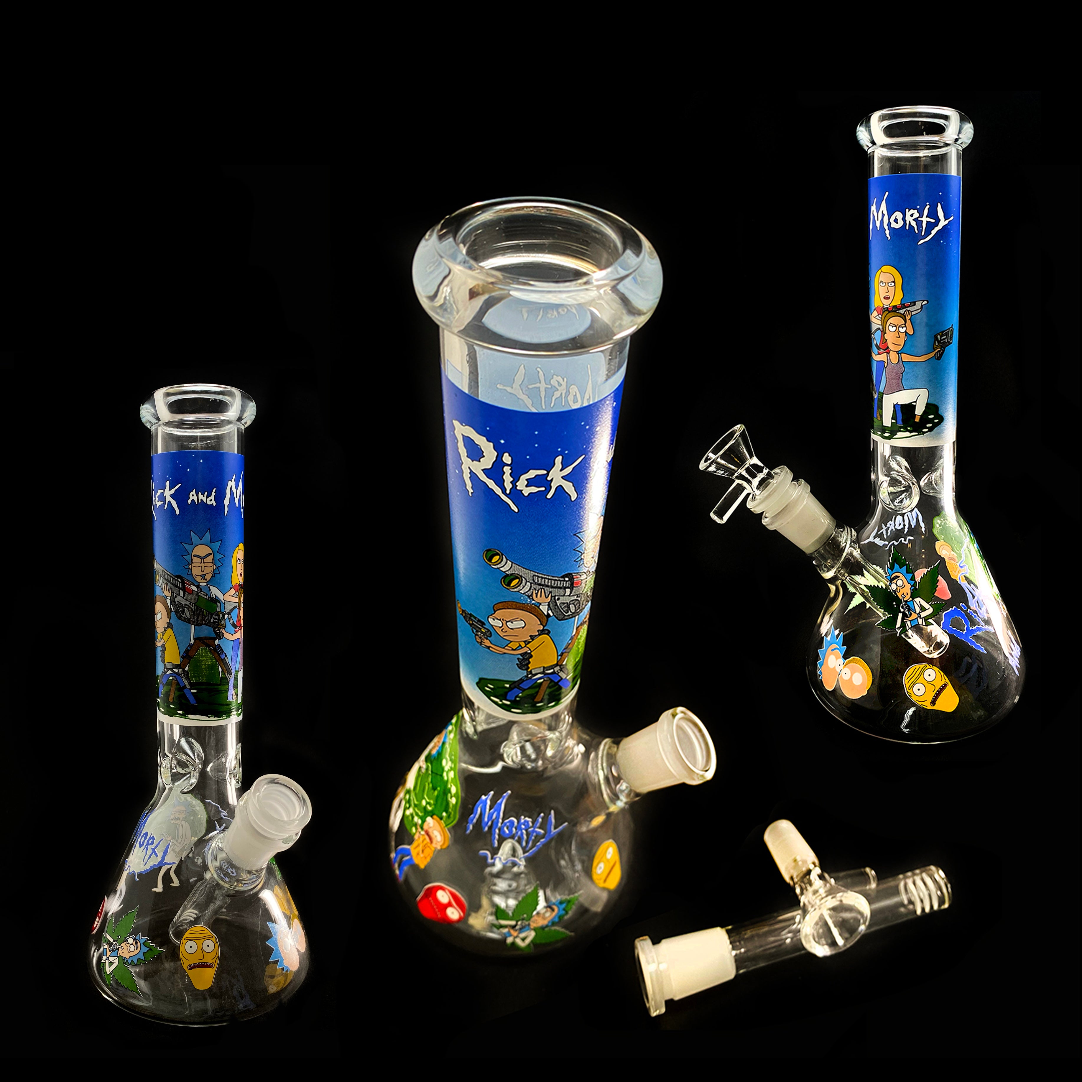 11" RICKY & MORTY GLASS BUBBLER BONG