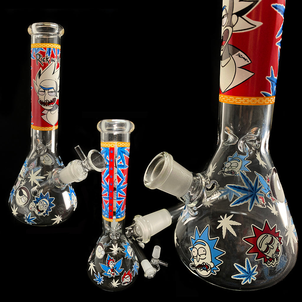 11" RICKY & MORTY GLASS BUBBLER BONG