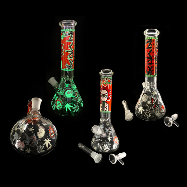 11" RICKY & MORTY GLASS BUBBLER BONG