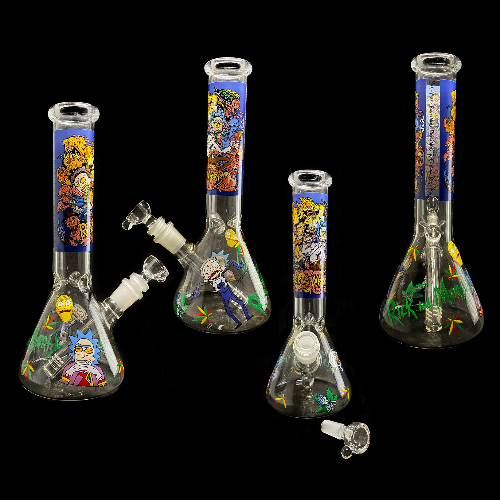 11" RICKY & MORTY GLASS BUBBLER BONG