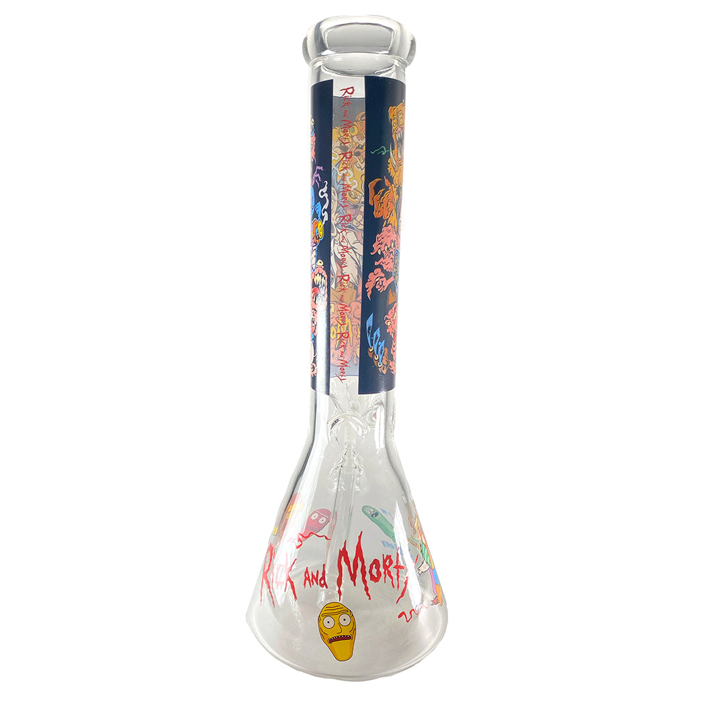14" RICKY & MORTY GLASS BUBBLER BONG