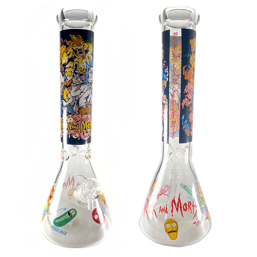 14" RICKY & MORTY GLASS BUBBLER BONG