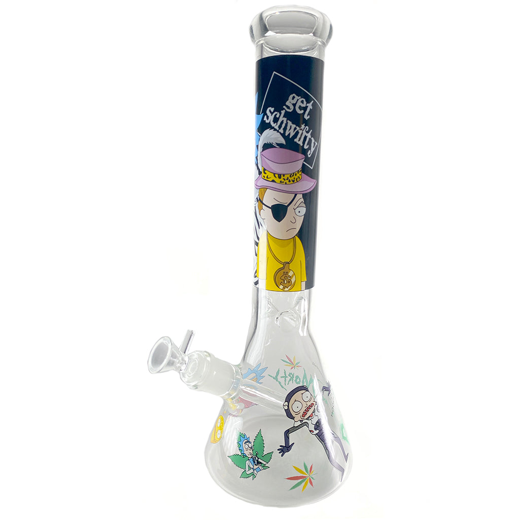 14" RICKY & MORTY GLASS BUBBLER BONG