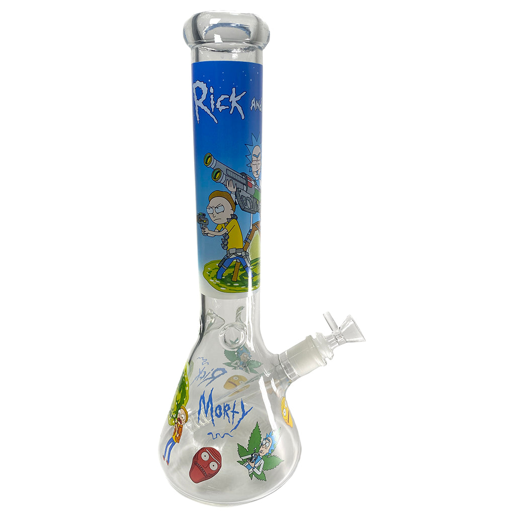 14" RICKY & MORTY GLASS BUBBLER BONG