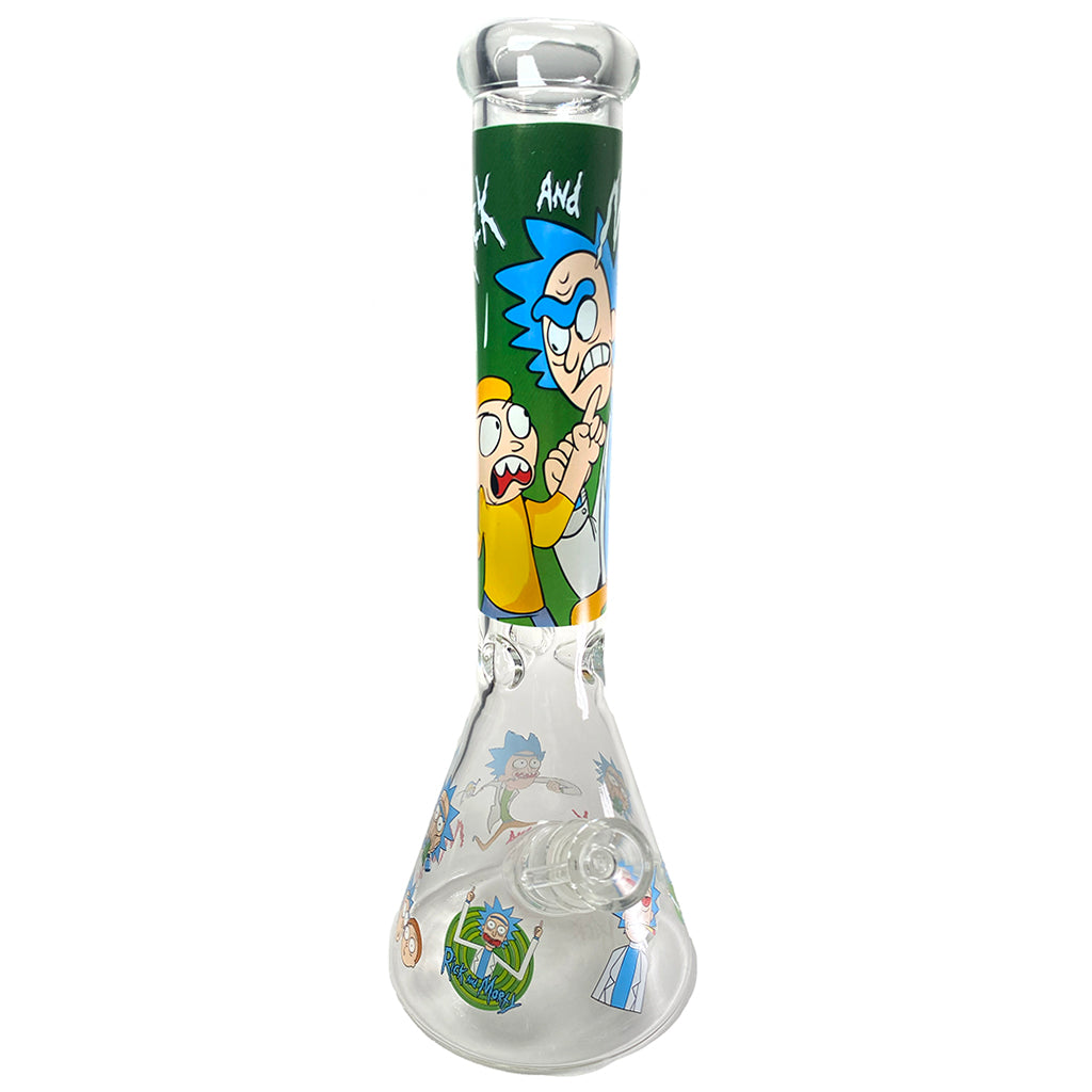 14" RICKY & MORTY GLASS BUBBLER BONG