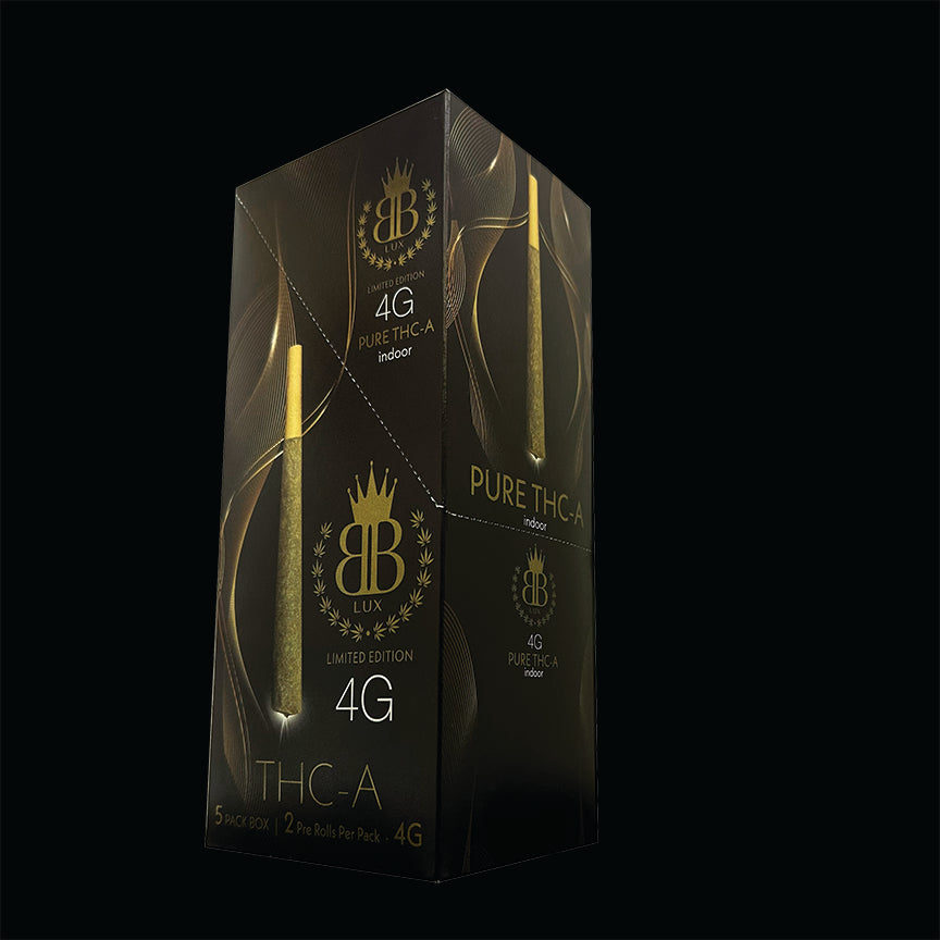 LUX • 4 GRAMS INDOOR THC-A  FLOWER PRE ROLLS - BOX of 5
